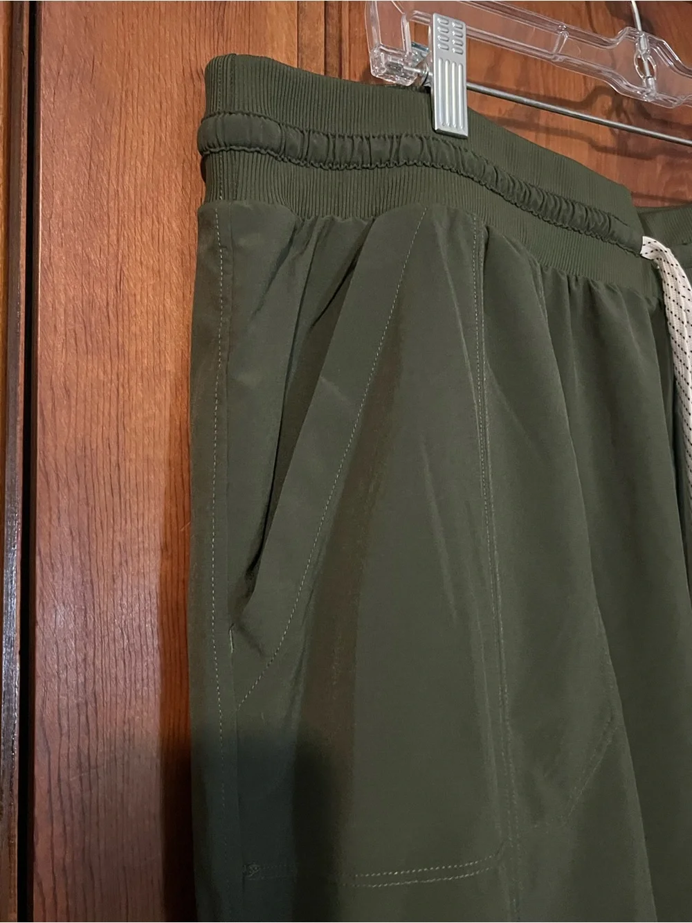 Women’s Olive Green Drawstring Sleek Activewear Pants - Picture 2 of 4